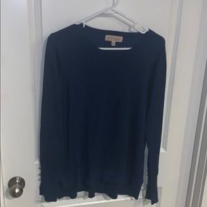 Blue Philosophy Sweater with button detail on arms
